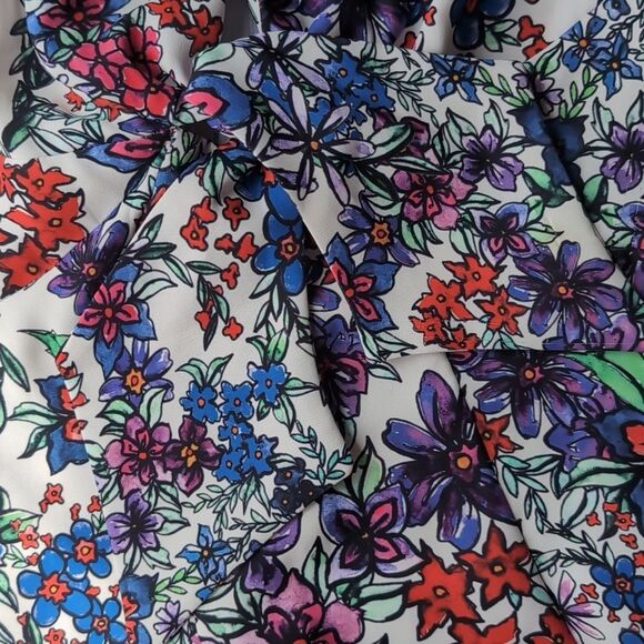 SCANLAN THEODORE Bow Watercolor Floral Maxi Dress VNECK back Size Small - Picture 6 of 13